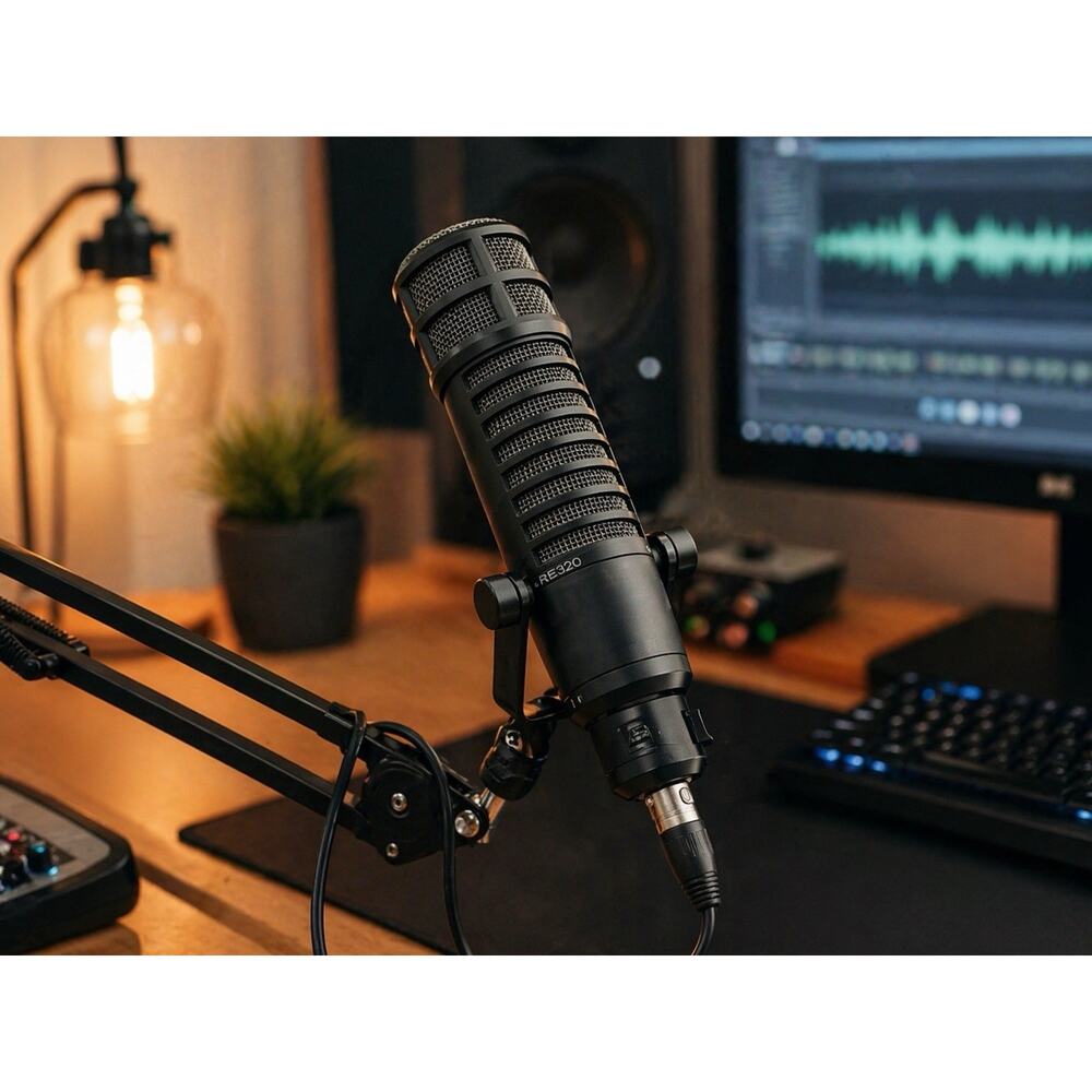 Electro-Voice RE320 Dynamic Broadcast Microphone XLR w/ Mount Case Cable
